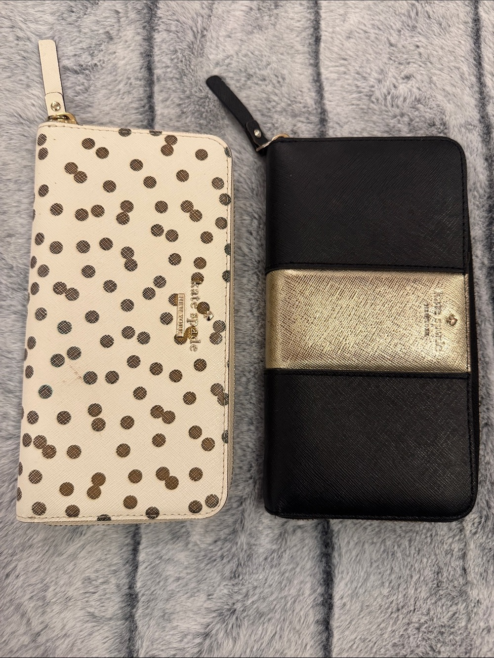 kate spade Black & Gold and Cream Polka Dot Companion Wallet Bundle
